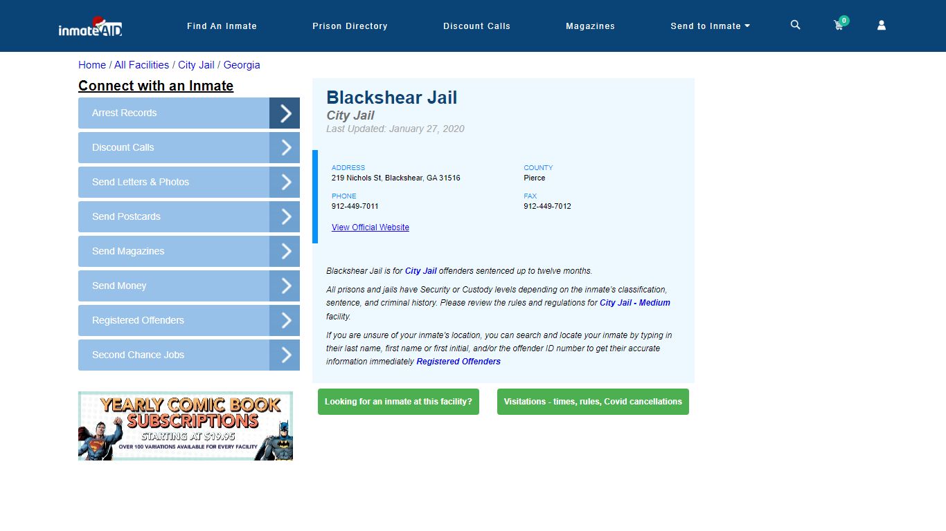 Blackshear Jail | Inmate Locator