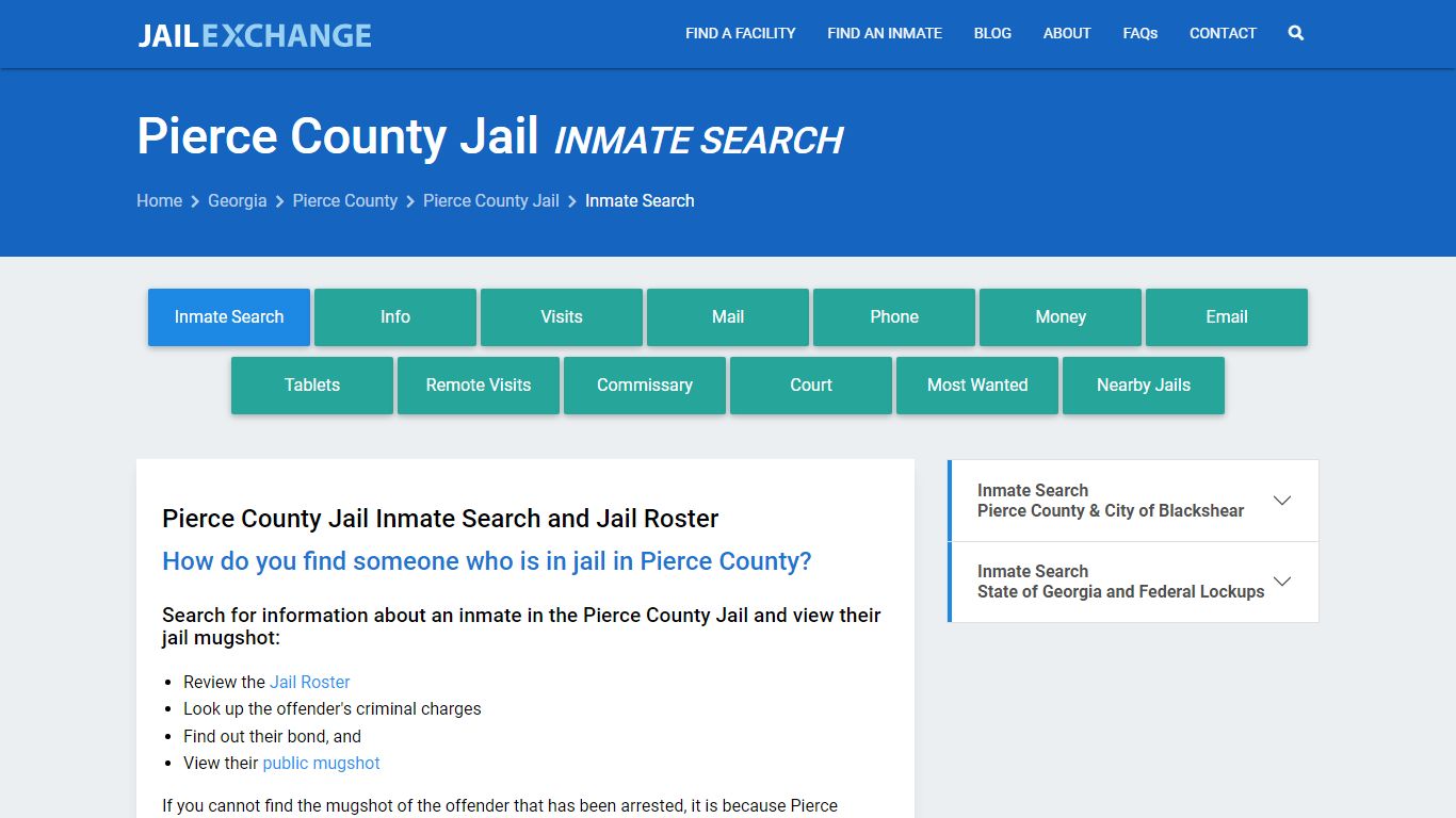 Inmate Search: Roster & Mugshots - Pierce County Jail, GA